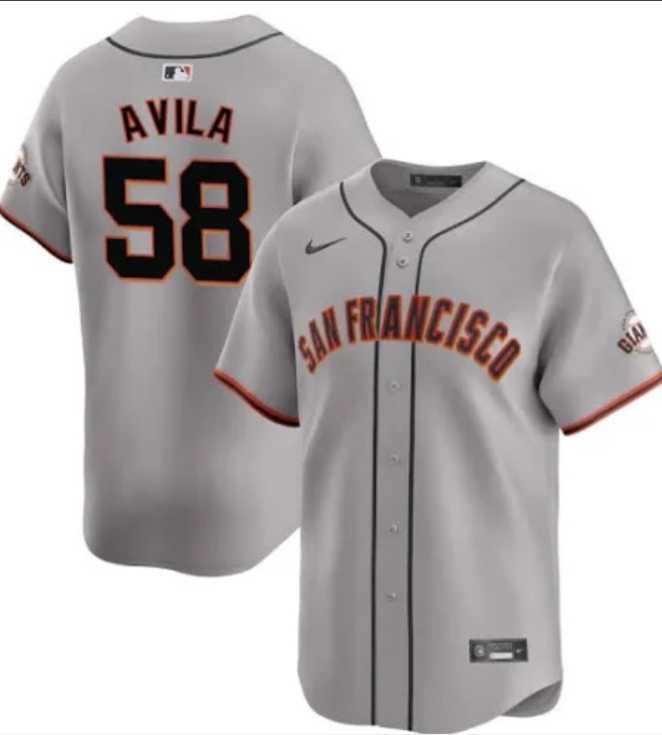 Mens San Francisco Giants #58 Nick Avila Gray Away Limited Stitched Baseball Jersey Dzhi
